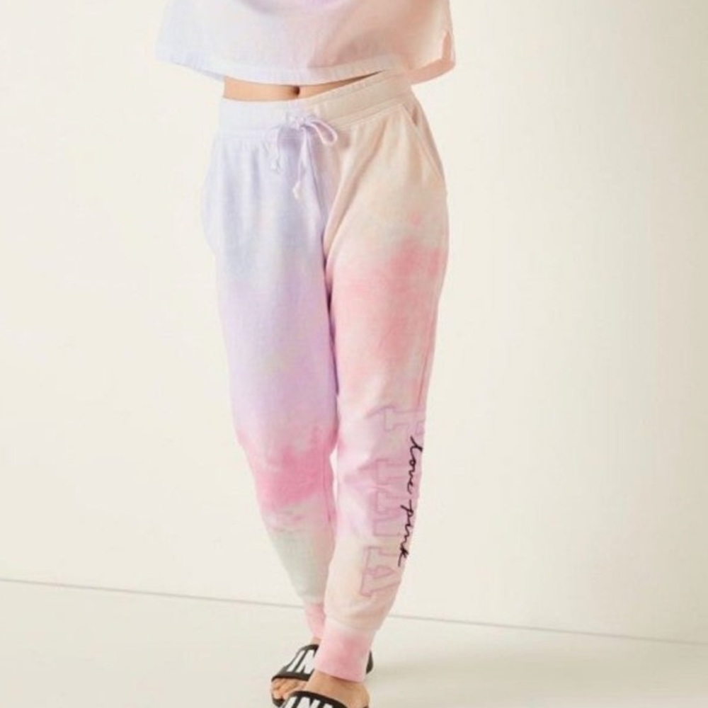 VS VICTORIAS SECRET PINK SKINNY JOGGER LEGGING SWEAT PANT TIGHT FREYA TIE DYE XS - Picture 2 of 4